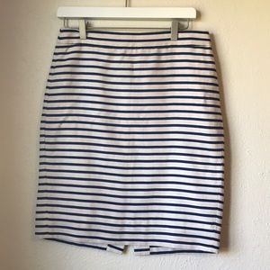 Blue and White Striped J. Crew Pencil Skirt Size 4